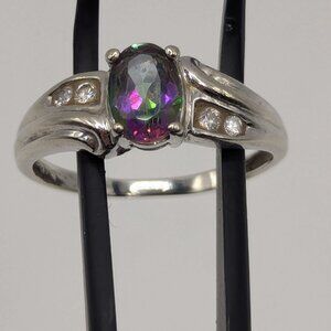 Mystic Fire Topaz 10kt White Gold Ring